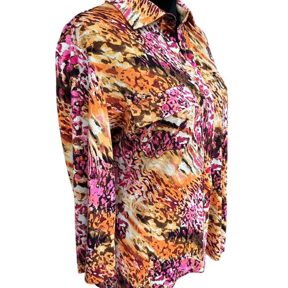 Peck & Peck Multicolor Abstract Rolltab Sleeve Button Shirt Medium - Picture 2 of 6